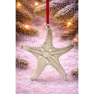 Holiday Lane Seaside Starfish Ornament Coastal Beach Christmas Tree Decor Silver